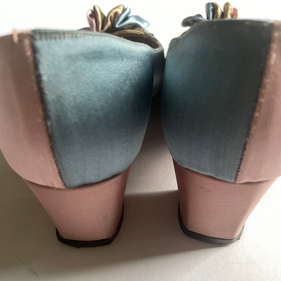 Vintage Joseph Magnin 1960s Silk Evening Bow Pumps Shoes Pink Size 7.5 - Picture 4 of 11